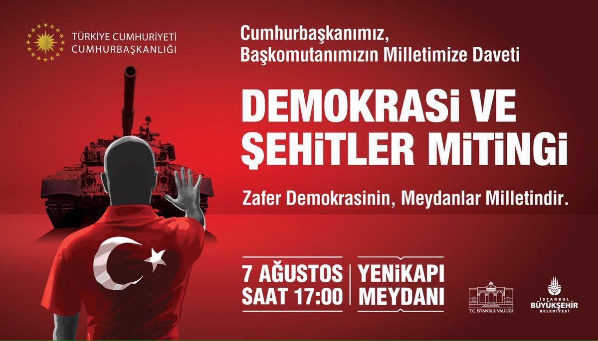 ŞEHİTLERİMİZ VE DEMOKRASİ İÇİN YENİKAPI'DA BULUŞUYORUZ
